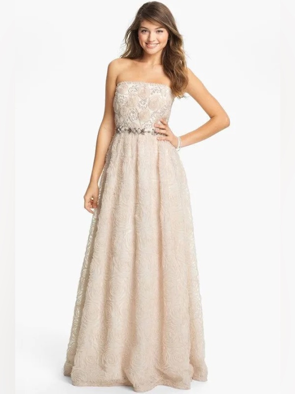 Adrianna Papell NWT Strapless A-Line Tulle Evening Gown